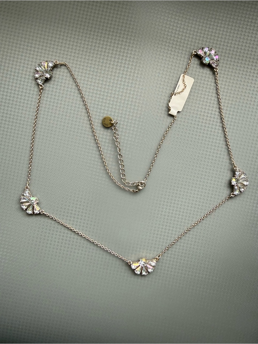 Delicate Aurora Crystal Station Necklace - Gold Tone